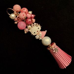 SALE! PINK ENAMEL & RHINESTONE HI KITTY BAG CHARM!